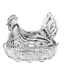 Crystal Bohemia Skleněná dóza SLEPIČKA 215 mm