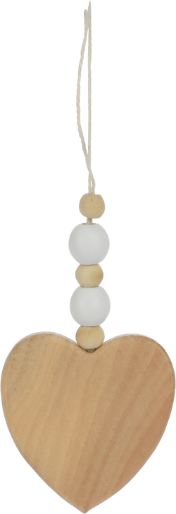 Závěsná dekorace SRDCE, set 2 ks, bílá/přírodní