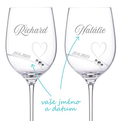 Svatební skleničky na víno Diamante Romance, 2 ks