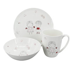 Dětský jídelní set Little Girl (talíř,miska,hrnek)