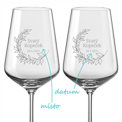 Svatební skleničky na víno Vavřínový věnec, 2 ks