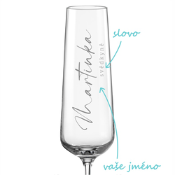 Svatební sklenička na sekt Kaligrafické písmo, 1 ks