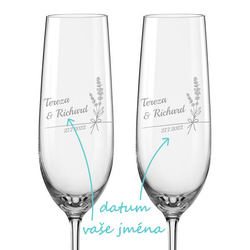 Svatební skleničky na sekt Levandule, 2 ks