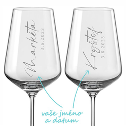 Svatební skleničky na víno Calligraphy style, 2 ks
