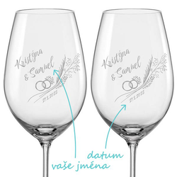 Svatební skleničky na víno Prsteny v obilí, 2 ks