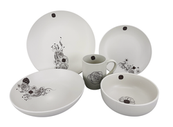 10dílná keramická jídelní souprava Cream Sonnet (talíře, misky, hrnky)