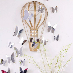 Sada 12 samolepek s 3D efektem Ambiance Mirror Butterflies