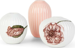Sada 3 miniaturních porcelánových váz Kähler Design Hammershøi Poppy
