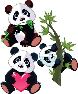 Sada 3 nástěnných dětských samolepek Ambiance Panda