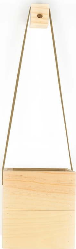 Hnědý květináč z jedlového dřeva Surdic Colgante, 17 x 62 cm