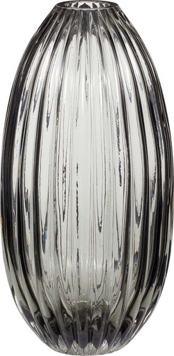 Šedá skleněná váza Hübsch Smoked, výška 30 cm