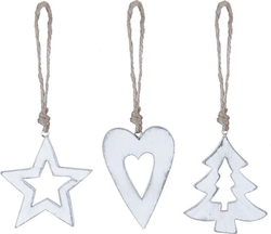 Sada 3 bílých vánočních ozdob Ego Dekor