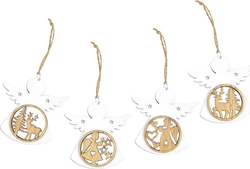 Sada 4 bílých vánočních ozdob s andílky Ego Dekor