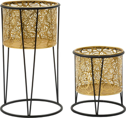 Sada 2 stojanů na květináč ve zlaté barvě Mauro Ferretti Leavy, výška 40 cm