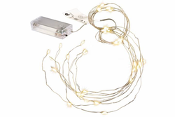 Nexos 60384 sada 2 ks světelný déšť - 48 LED teplá bílá, 8 stříbrných drátů po 6 LED na baterie