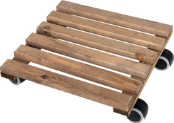 Hnědá dřevěná pojízdná podložka pod květináč Esschert Design, 29 x 29 cm