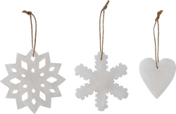 Sada 3 bílých závěsných vánočních ozdob Bloomingville Otta