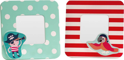 Červeno-tyrkysové dřevěné rámečky v sadě 2 ks 12x12 cm Pirate – Premier Housewares