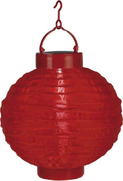 Červený venkovní solární LED lampion Star Trading, ø 30 cm