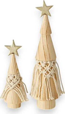 Sada 2 vánočních dekorací z masivního borovicového dřeva Boltze Bohio