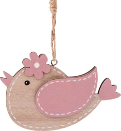 Sada 3 růžových dřevěných závěsných dekorací Dakls Hummingbird