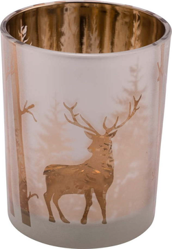 Skleněný svícen s vánočním motivem ve zlaté barvě Ego Dekor