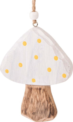 Sada 3 bílých dřevěných závěsných dekorací Dakls Mushroom