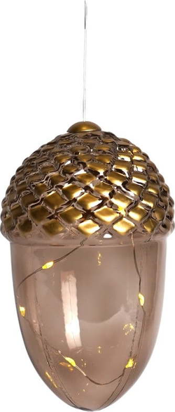 Hnědá závěsná vánoční světelná dekorace ø 8 cm Celina – Sirius