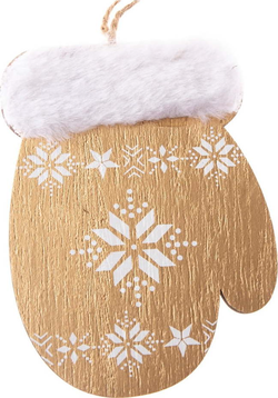 Sada 2 závěsných dřevěných ozdob ve tvaru rukavice Dakls, výška 10,7 cm