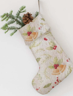 Látková vánoční punčocha Christmas Print Natural – Linen Tales